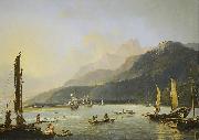 William Hodges Hodges' painting of HMS Resolution and HMS Adventure in Matavai Bay, Tahiti oil painting on canvas